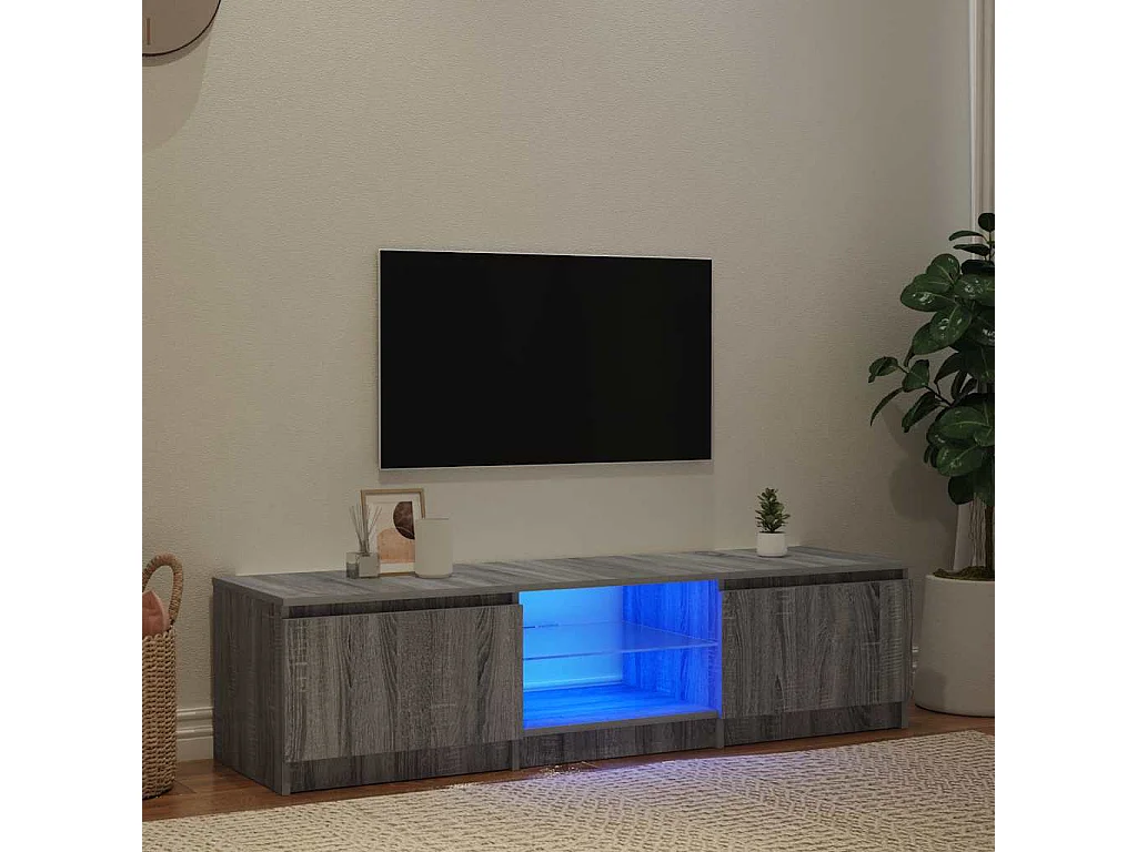 Meuble TV | Banc TV | Armoire TV avec lumières LED Sonoma gris 140x40x36 cm