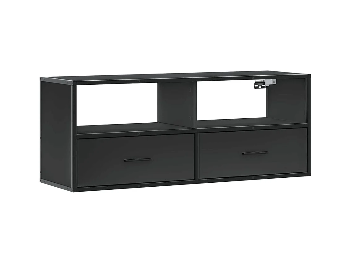 Mueble de TV | Mueble de salón madera de ingeniería y metal negro 100x31x39,5 cm