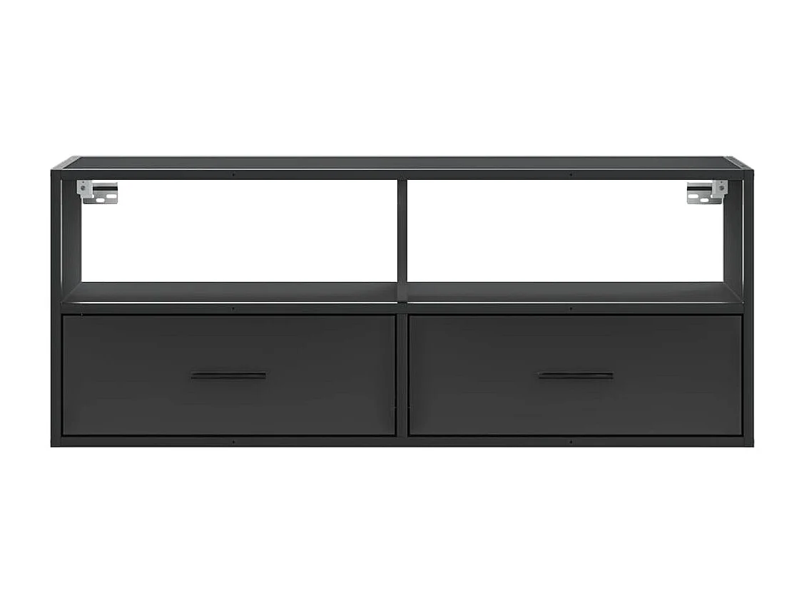 Meuble TV | Banc TV | Armoire TV noir 100x31x39,5 cm bois d'ingénierie et métal