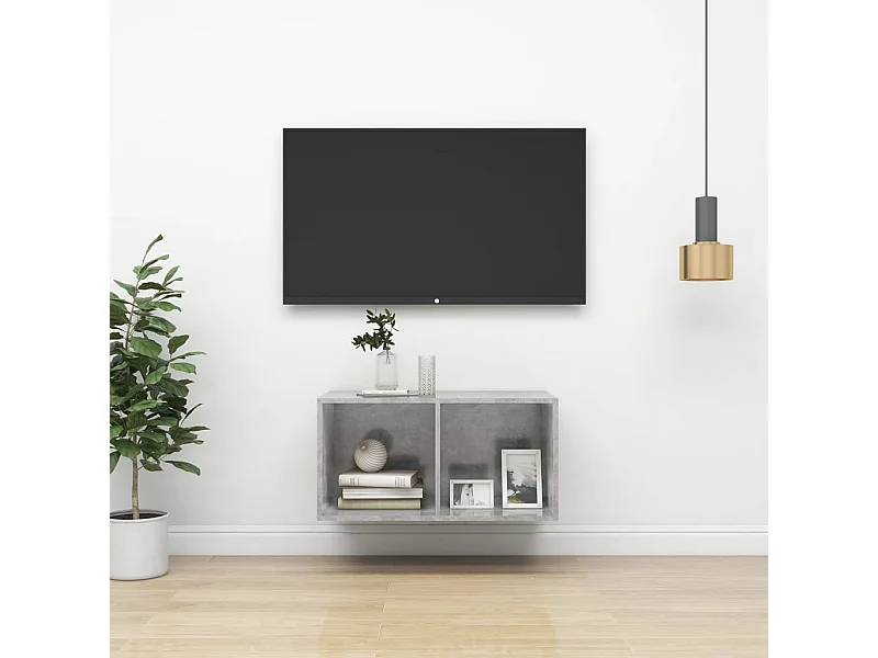 Mueble de pared de TV | Gabinete de TV | Mueble de salón madera contrachapada hormigón 37x37x72 cm
