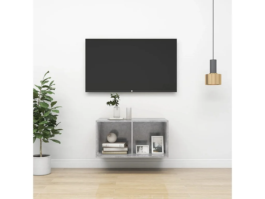 Meuble TV | Banc TV | Armoire TV mural Gris béton 37x37x72 cm Bois d’ingénierie