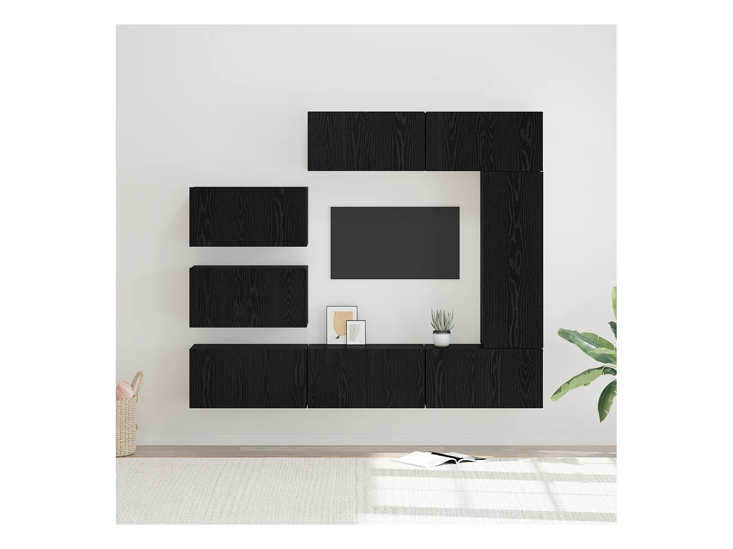 Conjunto de Mueble de TV | Mueble de salón 8 pcs Roble negro 30.5 x 30 x 90 cm