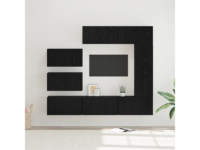 Ensemble meuble TV | Banc TV | Armoire TV 8 pcs Chêne noir 30,5 x 30 x 90 cm