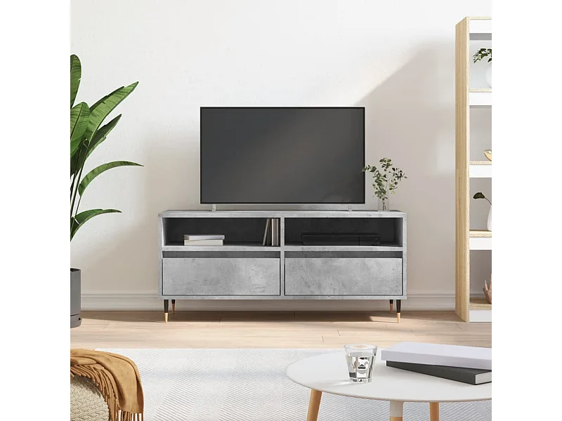 Mueble de TV | Mueble de salón madera contrachapada gris hormigón 100x34,5x44,5cm