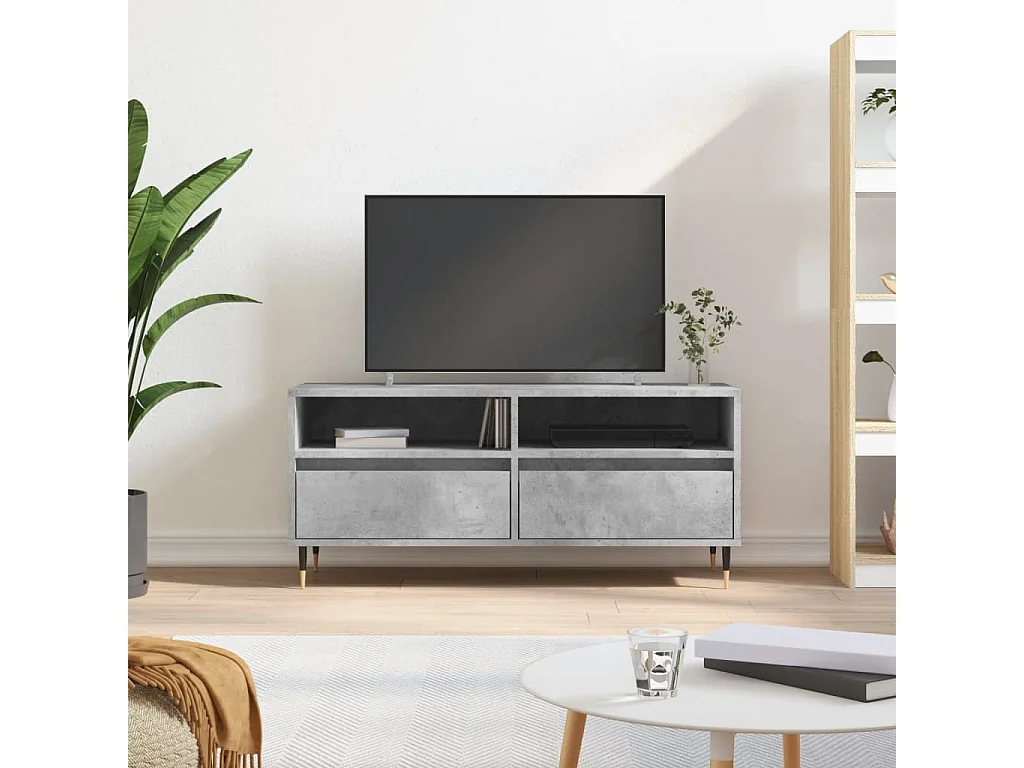 Meuble TV | Banc TV | Armoire TV gris béton 100x34,5x44,5 cm bois d'ingénierie