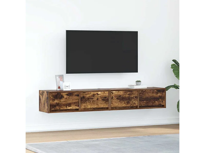 Meubles TV | Bancs TV | Armoires TV 2 pcs chêne fumé 80x31x25,5 cm bois d'ingénierie