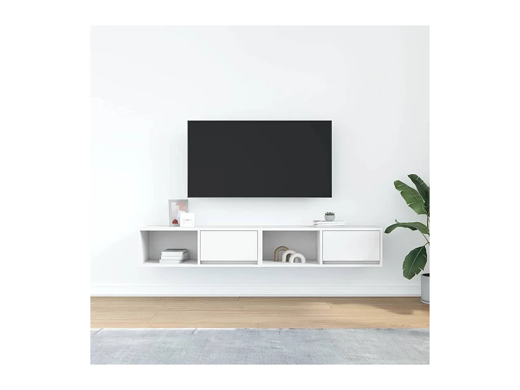 Tv-meubelen | Tv-Banken | TV-kasten 2 st 80x31x25,5 cm bewerkt hout wit