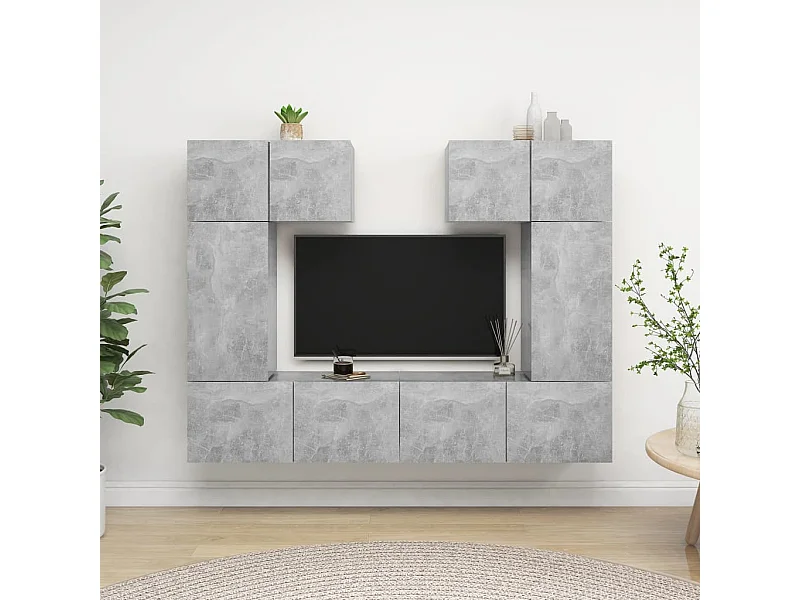 Ensemble de meuble TV | Banc TV | Armoire TV 6 pcs Gris béton Bois d'ingénierie