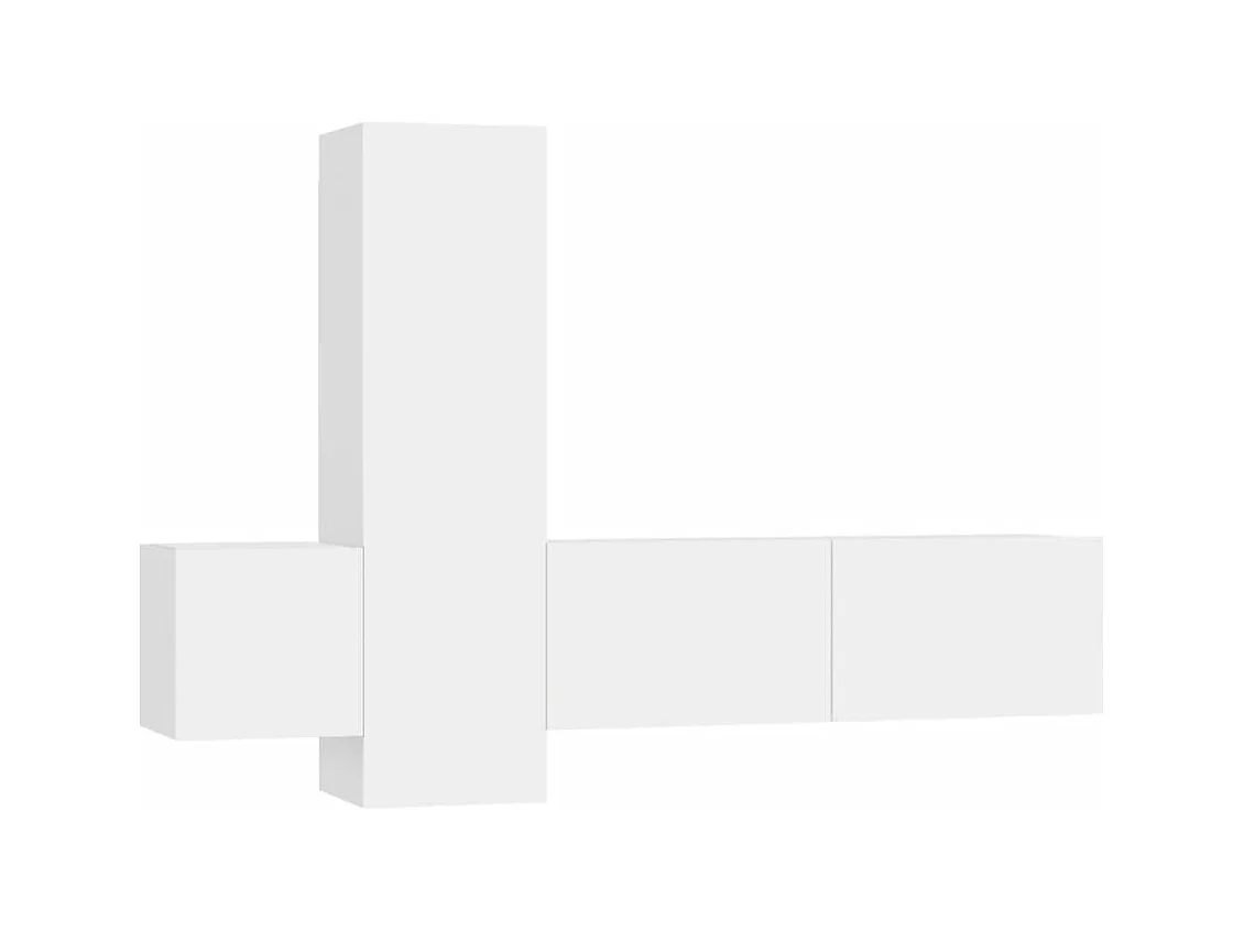 Set de muebles de salón TV | Gabinetes de TV |  Muebles de TV 3 piezas madera de ingeniería blanco