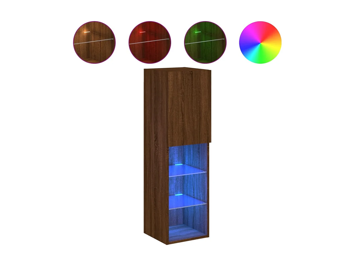 Meuble TV | Banc TV | Armoire TV avec lumières LED chêne marron 30,5x30x102 cm
