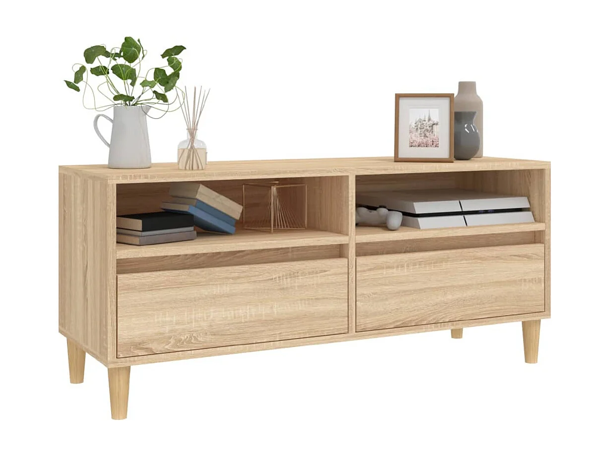 Meuble TV | Banc TV | Armoire TV chêne sonoma 100x34,5x44,5 cm bois d'ingénierie