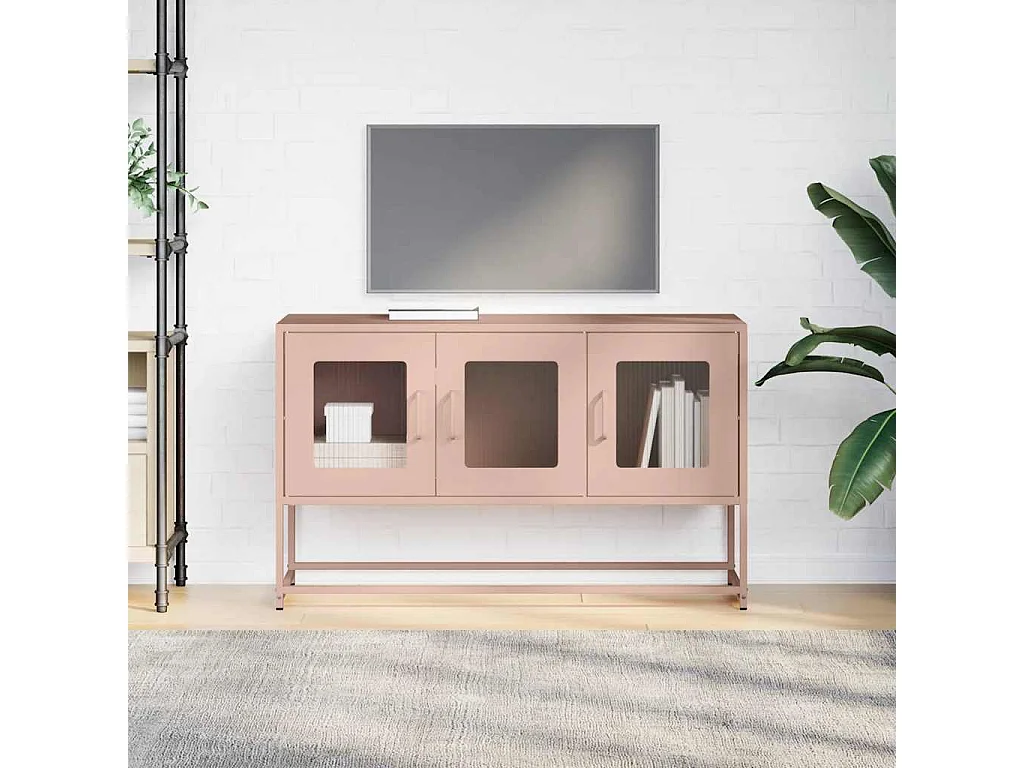 Meuble TV | Banc TV | Armoire TV rose 100,5x39x60,5 cm acier laminé à froid