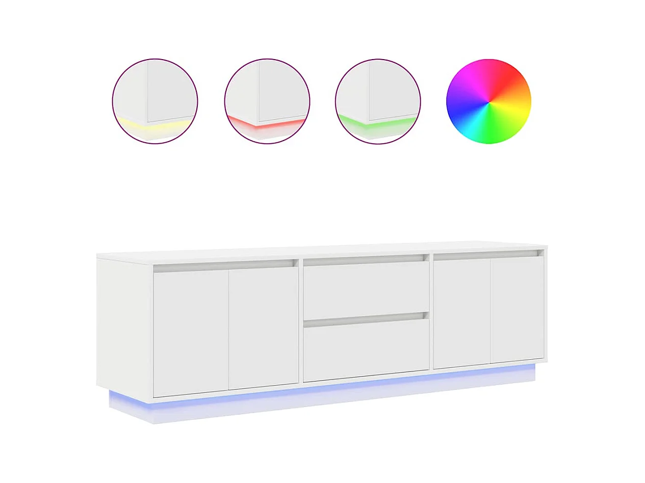 Tv-meubel | Tv-Bank | TV-kastmet LED-verlichting 160,5x41x50 cm wit