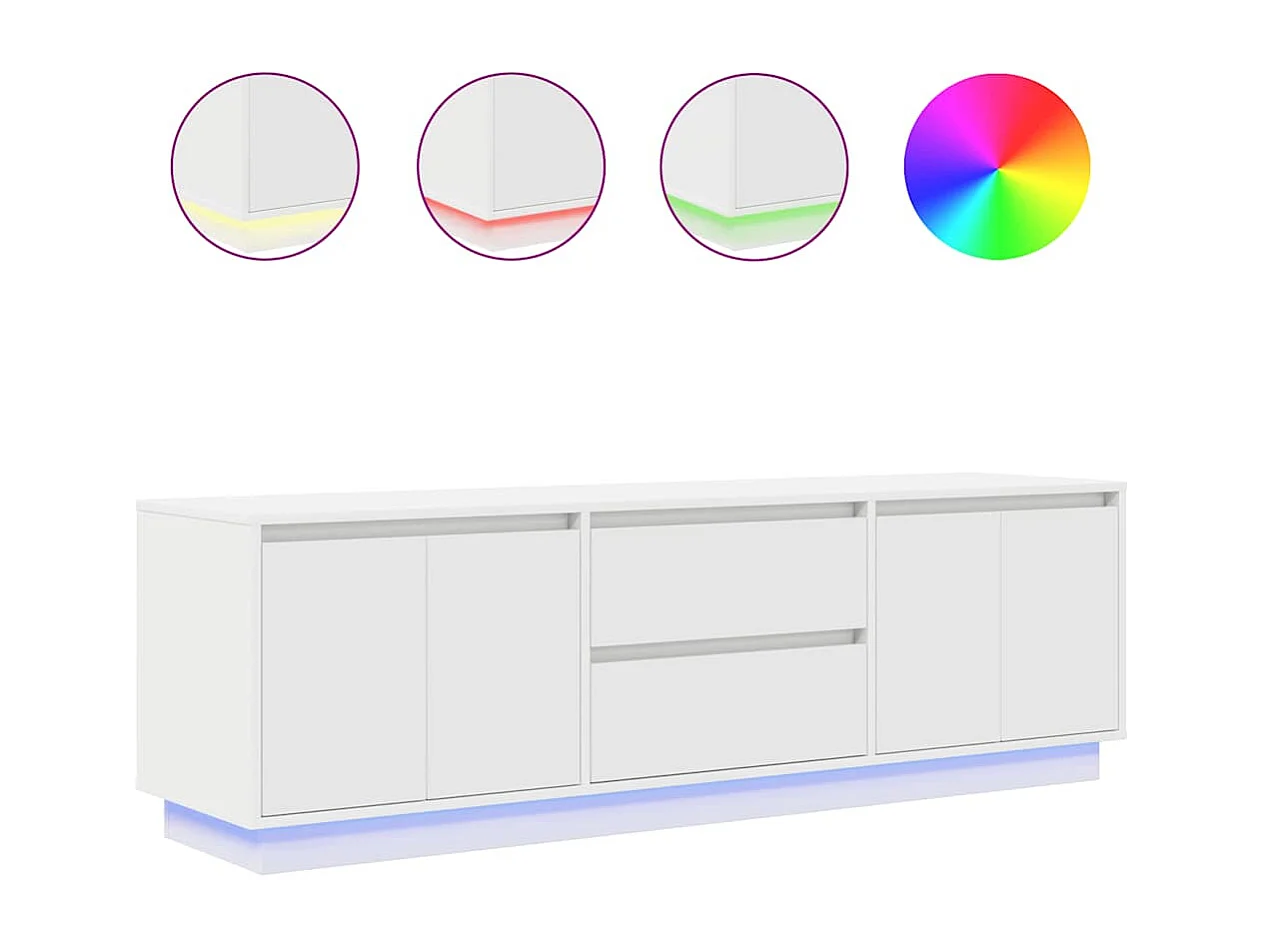 Meuble TV | Banc TV | Armoire TV avec lumières LED blanc 160,5x41x50 cm