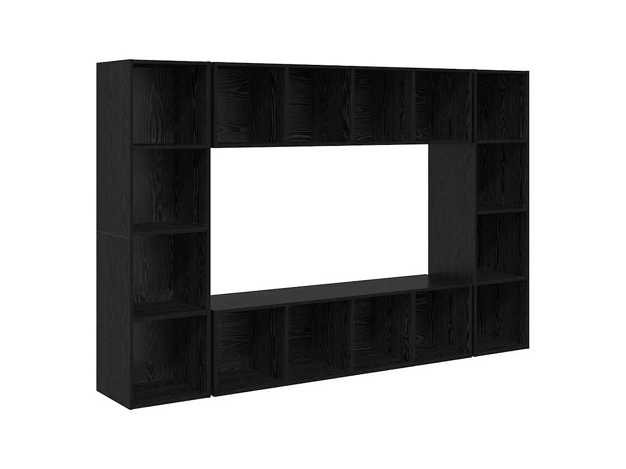 Ensemble meuble TV | Banc TV | Armoire TV Montage mural avec stockage 4 pcs Noir 37 x 37 x 142.5 cm