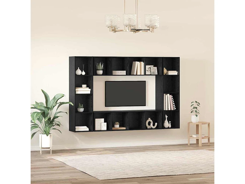 Mobile TV | Armadietto TV 4 pcs Nero 37 x 37 x 142.5 cm Legno multistrato