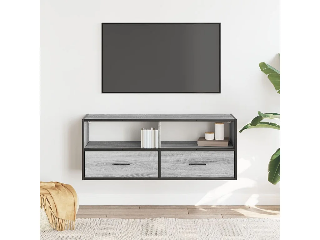 Meuble TV | Banc TV | Armoire TV sonoma gris 100x31x39,5 cm bois d'ingénierie et métal