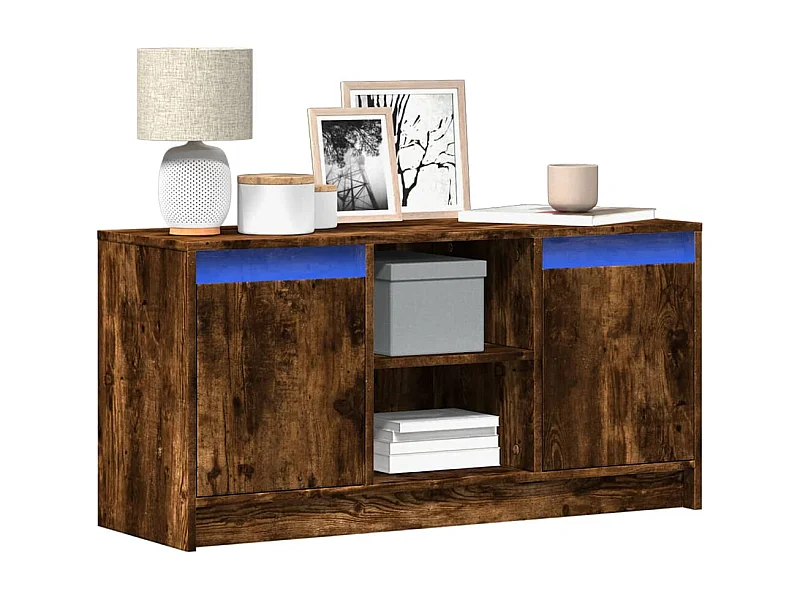 Mueble de TV | Mueble de salón LED madera ingeniería roble ahumado 100x34x50 cm