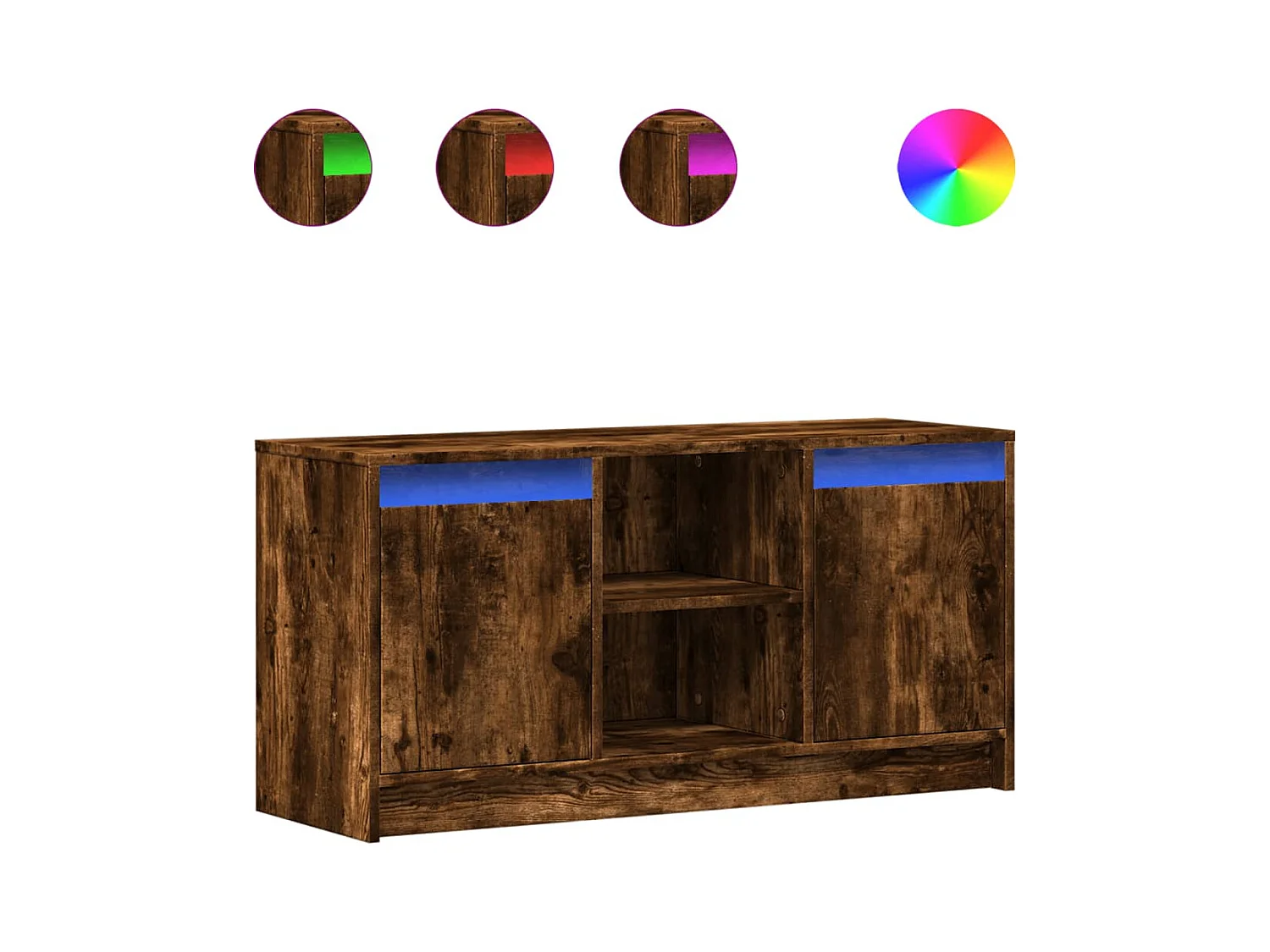 Mueble de TV | Mueble de salón LED madera ingeniería roble ahumado 100x34x50 cm