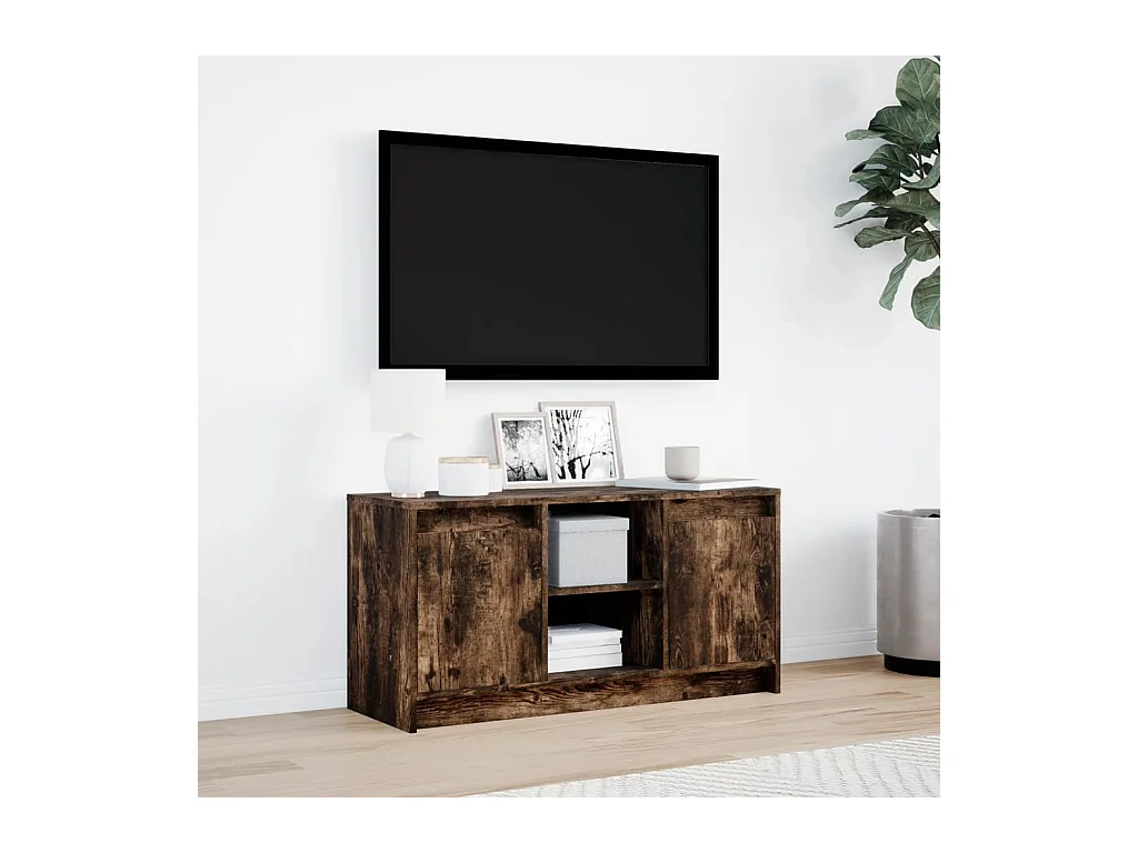 Mueble de TV | Mueble de salón LED madera ingeniería roble ahumado 100x34x50 cm