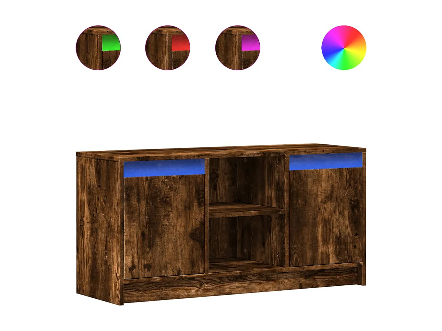 Mueble de TV | Mueble de salón LED madera ingeniería roble ahumado 100x34x50 cm