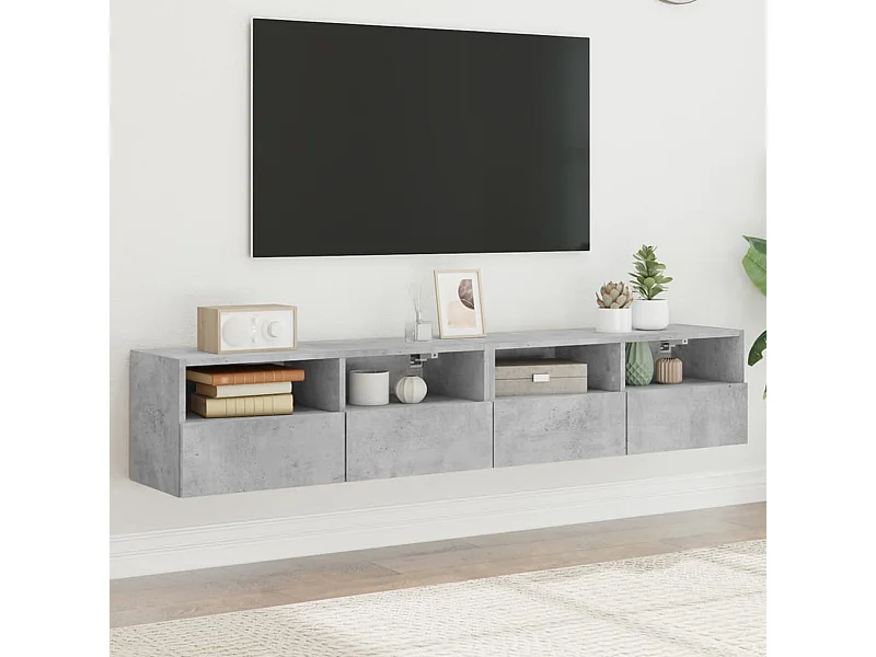 Muebles de pared para TV | Gabinetes de TV |  Muebles de salón 2 uds madera gris hormigón 80x30x30 cm