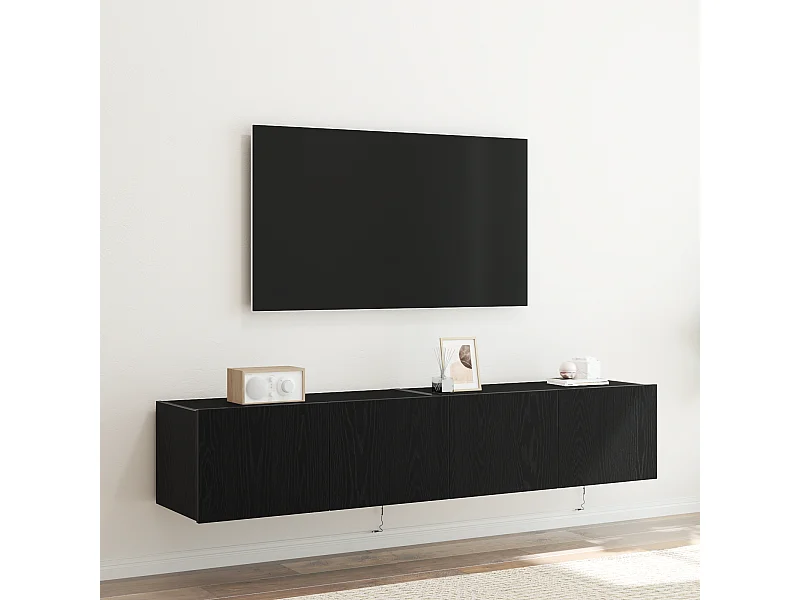Tv-wandmeubels | Tv-Banken | TV-kasten 2 st met LED 80x35x31 cm zwart eikenkleurig