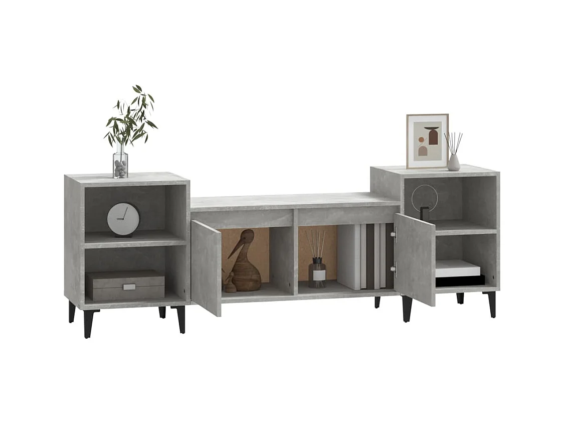Mueble para TV  | Gabinete de TV |  Mueble de salón madera contrachapada gris hormigón 160x35x55 cm