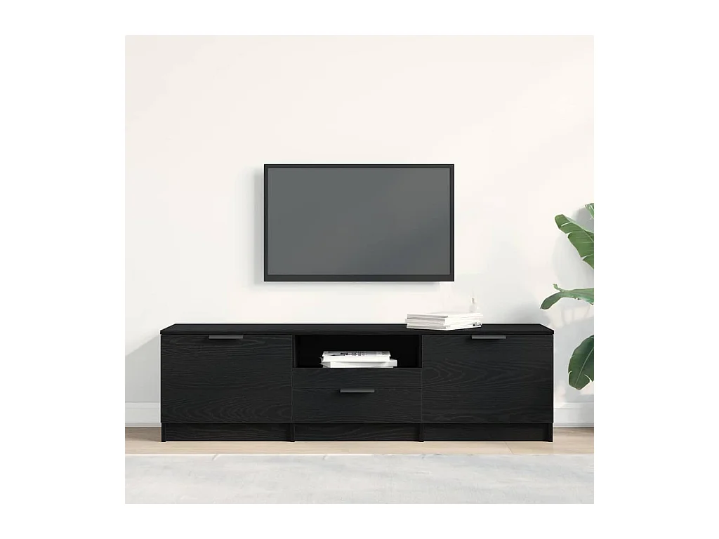 Gabinete de TV | Mueble de TV | Mueble de salón Negro 140 x 35 x 40 cm Madera contrachapada