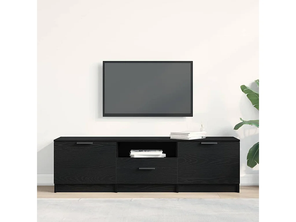 Gabinete de TV | Mueble de TV | Mueble de salón Negro 140 x 35 x 40 cm Madera contrachapada