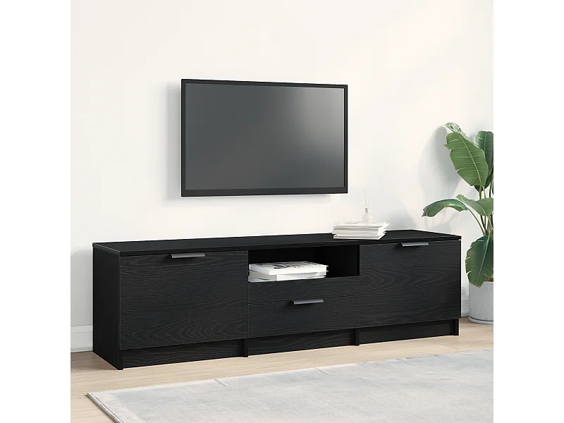 Mobile TV | Armadietto TV con cassetto Nero 140 x 35 x 40 cm Legno multistrato