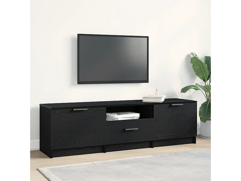 TV-kast | Tv-meubel | Tv-Bank - Zwart Eiken - 140x35x40 cm - Gemaakt van Engineered Wood