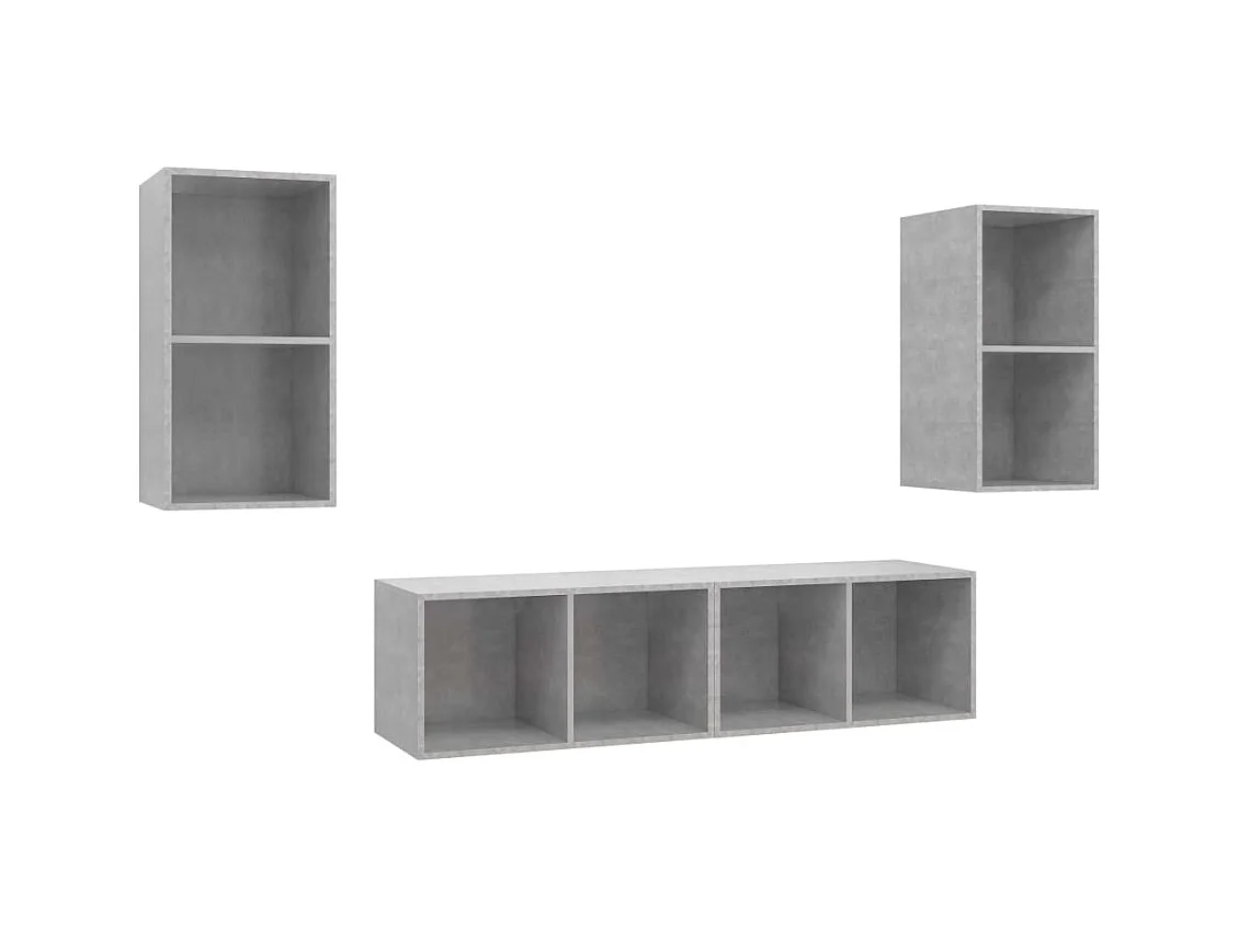 Meubles TV | Bancs TV | Armoires TV muraux 4 pcs Gris béton Bois d'ingénierie