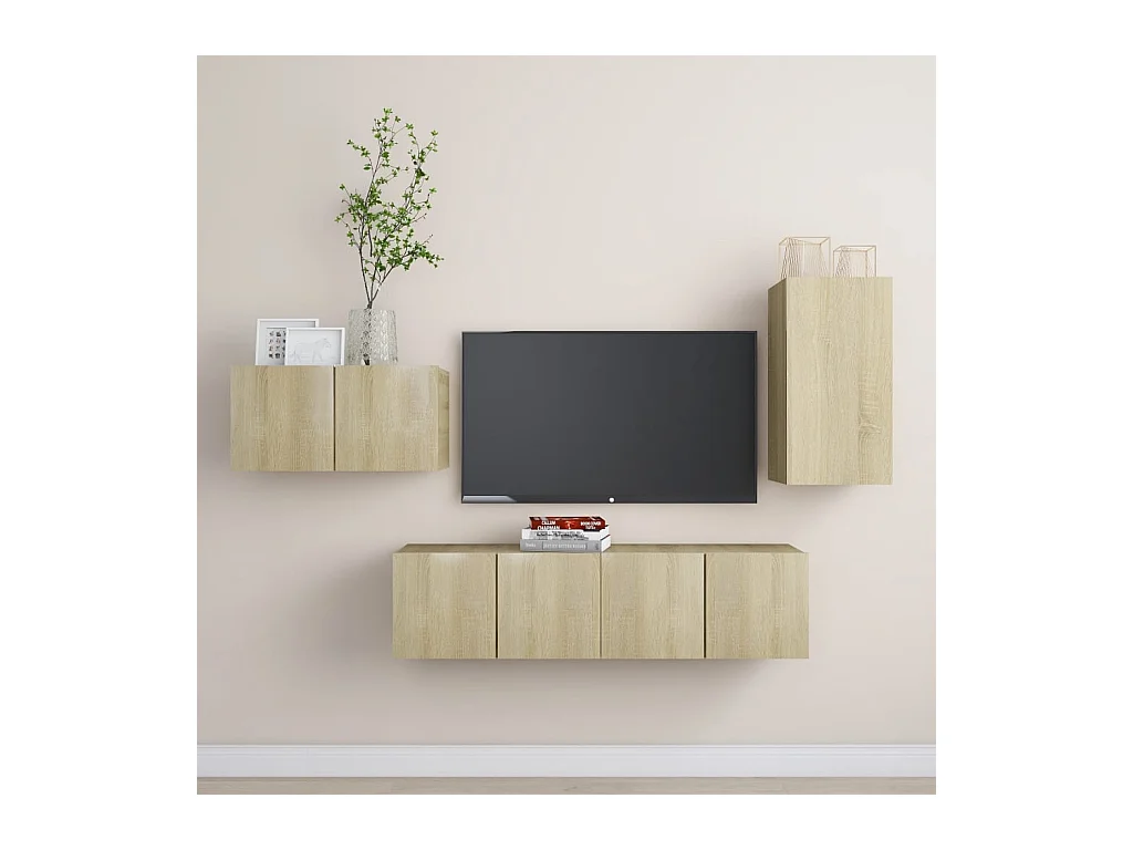 Ensemble de meubles TV | Bancs TV | Armoires TV 4 pcs Chêne sonoma Bois d'ingénierie