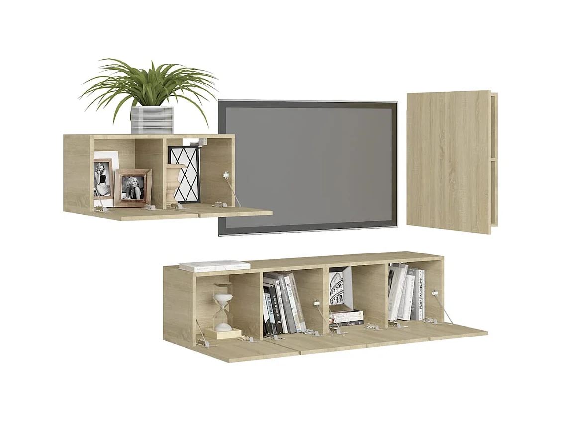 Ensemble de meubles TV | Bancs TV | Armoires TV 4 pcs Chêne sonoma Bois d'ingénierie