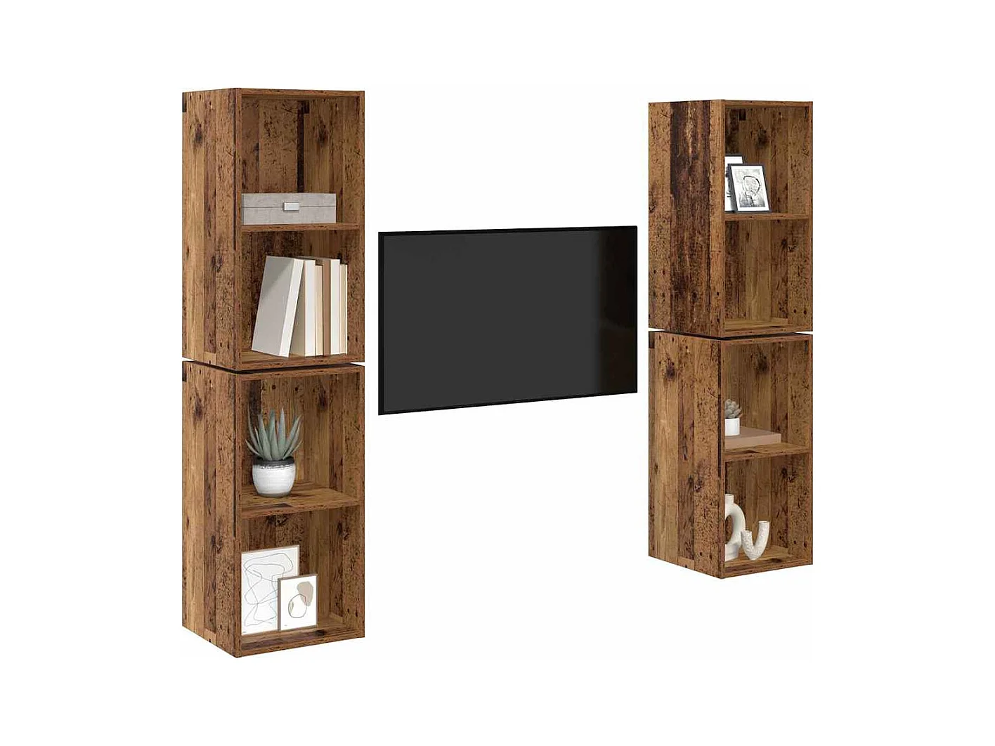 Wand TV kast | Tv-meubel | Tv-Bank 4 pcs Oude hout 37 x 37 x 72 cm Bewerkt hout