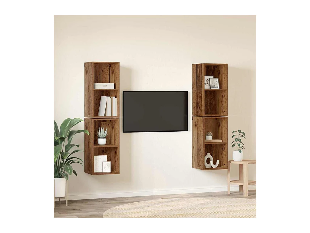 Wand TV kast | Tv-meubel | Tv-Bank 4 pcs Oude hout 37 x 37 x 72 cm Bewerkt hout