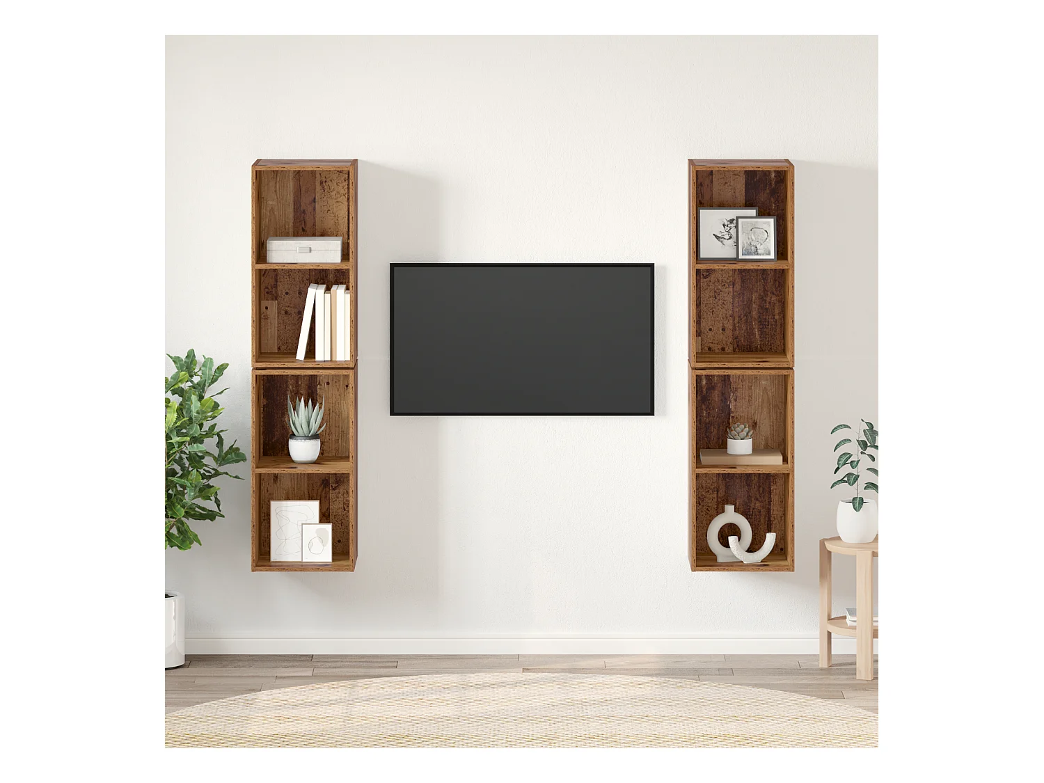 Meuble TV | Banc TV | Armoire TV mural 4 pcs Bois ancien 37 x 37 x 72 cm
