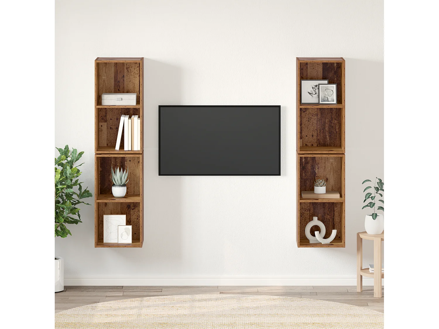 Wand TV kast | Tv-meubel | Tv-Bank 4 pcs Oude hout 37 x 37 x 72 cm Bewerkt hout