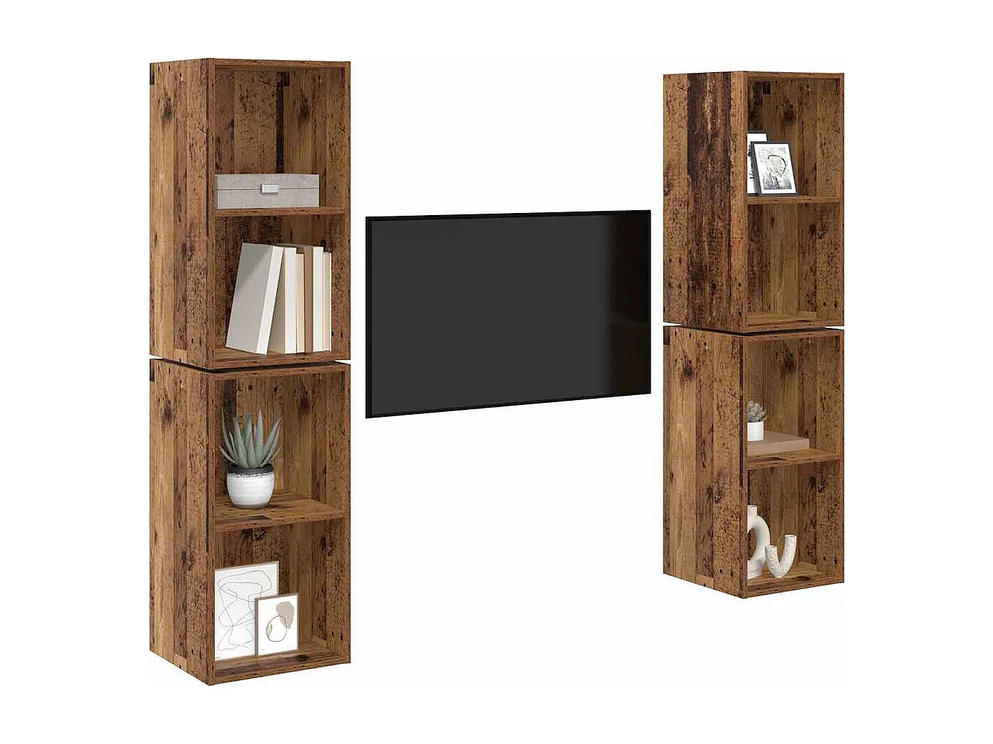 Wand TV kast | Tv-meubel | Tv-Bank 4 pcs Oude hout 37 x 37 x 72 cm Bewerkt hout