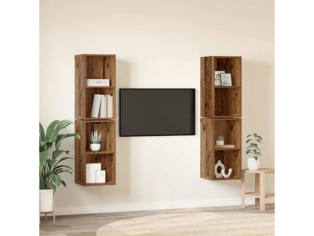 Wand TV kast | Tv-meubel | Tv-Bank 4 pcs Oude hout 37 x 37 x 72 cm Bewerkt hout