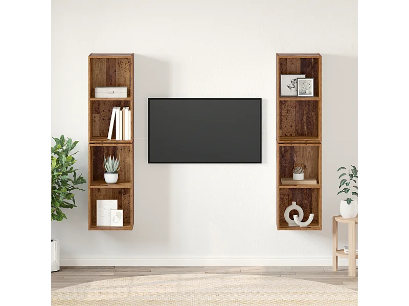 Wand TV kast | Tv-meubel | Tv-Bank 4 pcs Oude hout 37 x 37 x 72 cm Bewerkt hout