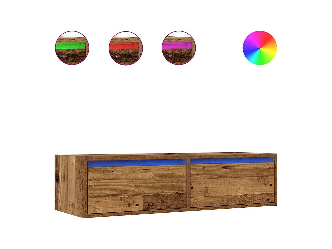 Mueble de TV | Mueble de salón con luces LED envejecida 100X35,5x25 cm