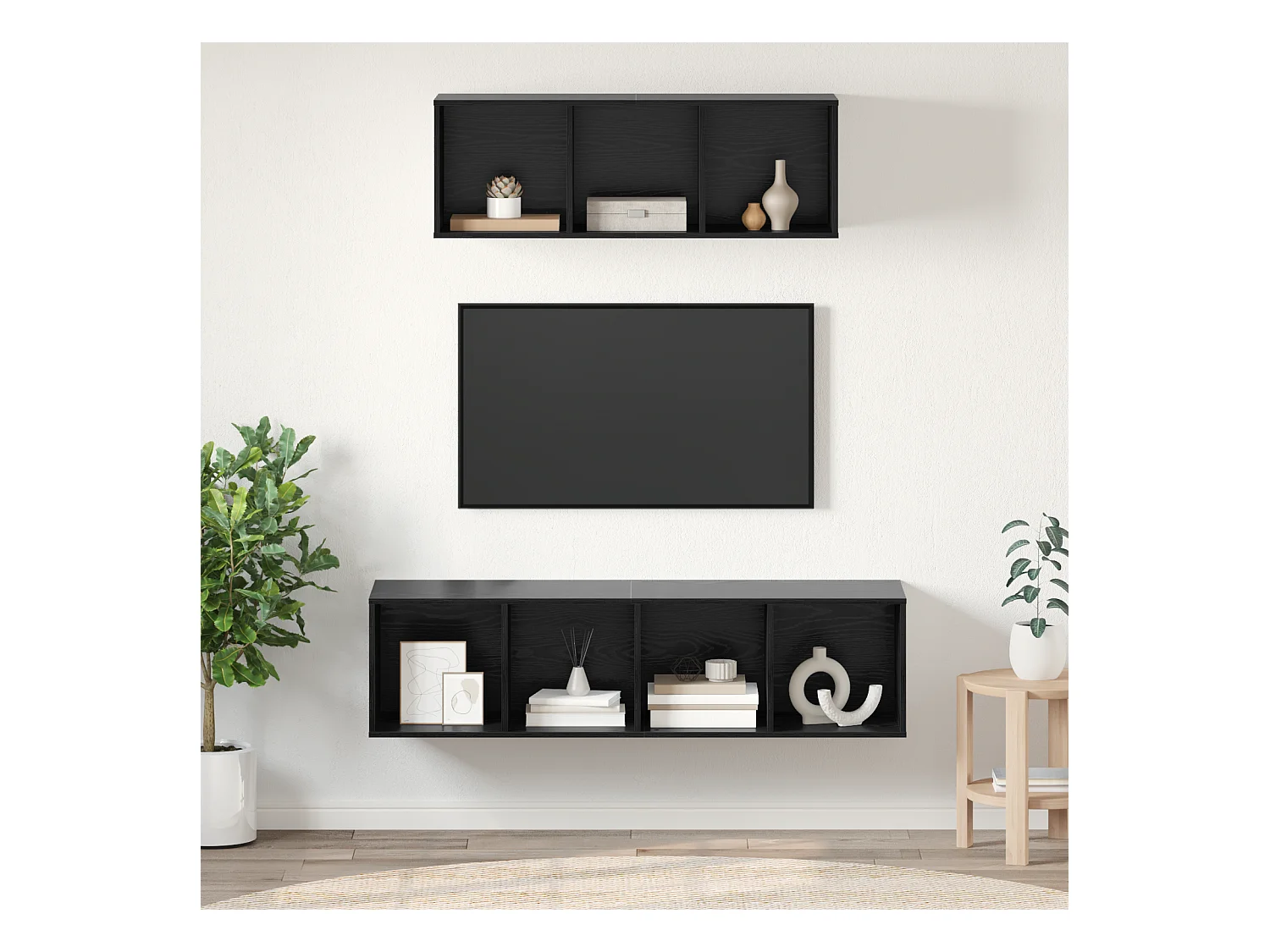 Juego de muebles de TV | Gabinete de TV | Mueble de salón 2 pcs Roble negro Madera contrachapada