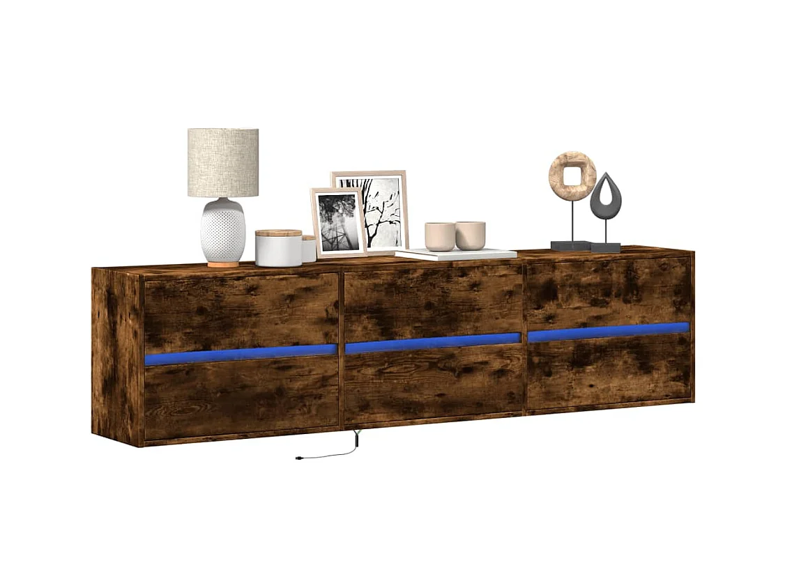 Tv-wandmeubel | TV-kast | Tv-Bank met LED-verlichting 180x31x45 cm gerookt eiken