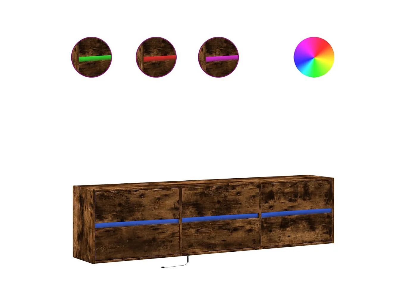 Tv-wandmeubel | TV-kast | Tv-Bank met LED-verlichting 180x31x45 cm gerookt eiken