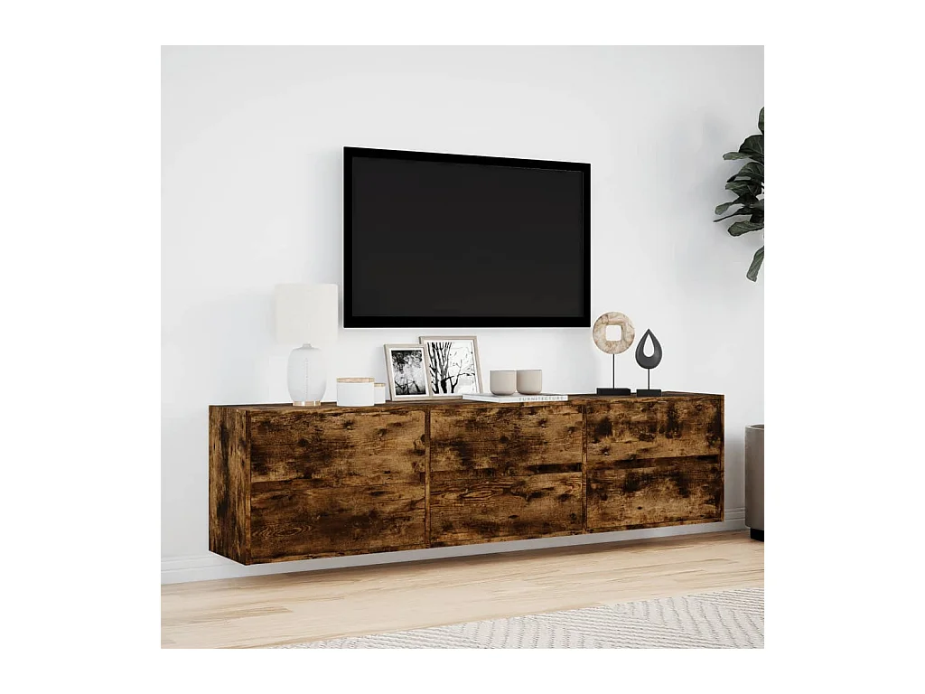 Tv-wandmeubel | TV-kast | Tv-Bank met LED-verlichting 180x31x45 cm gerookt eiken