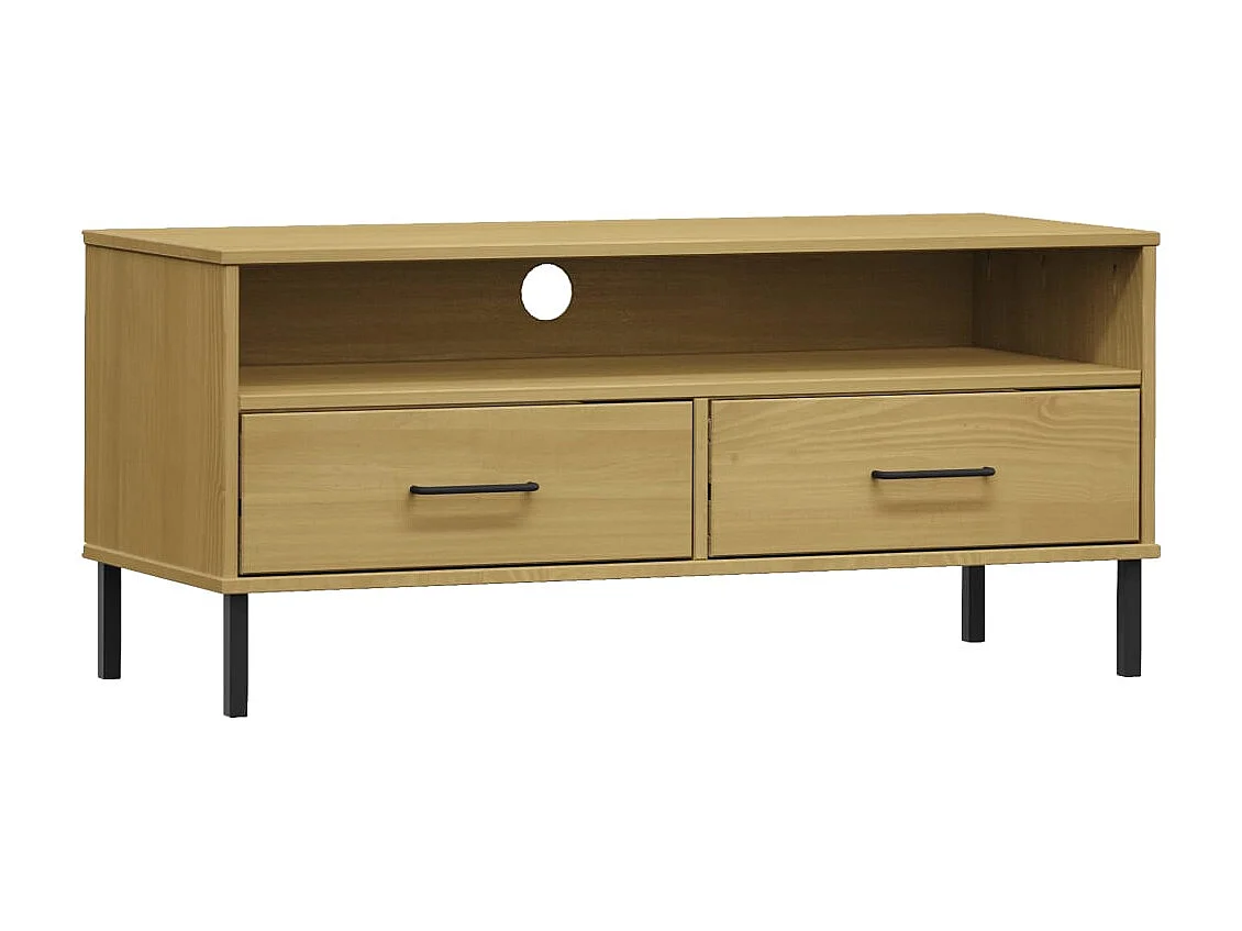 Mueble de TV | Mueble de salón con patas de metal OSLO madera maciza pino marrón