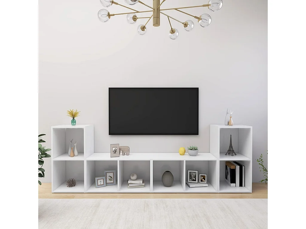 Muebles de salón | Gabinetes de TV |  Muebles de TV 4 pzas madera ingeniería blanco 72x35x36,5 cm