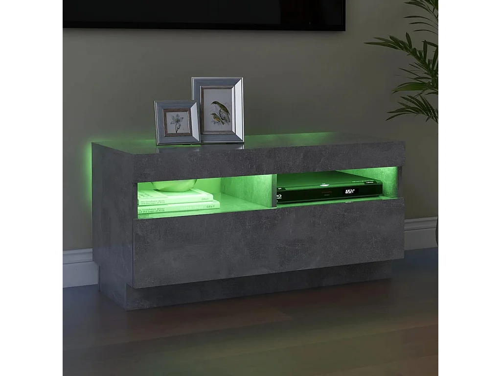 Mueble de TV | Mueble de salón con luces LED gris hormigón 80x35x40 cm